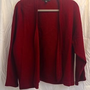 Red Hip length sweater jacket by Ann Taylor. Size XXL